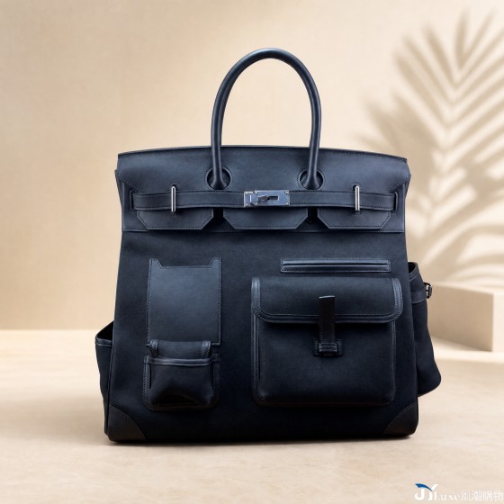 All-hand-sewn cargo canvas Birkin bag HAC40 original swift leather patchwork canvas women\'s bag